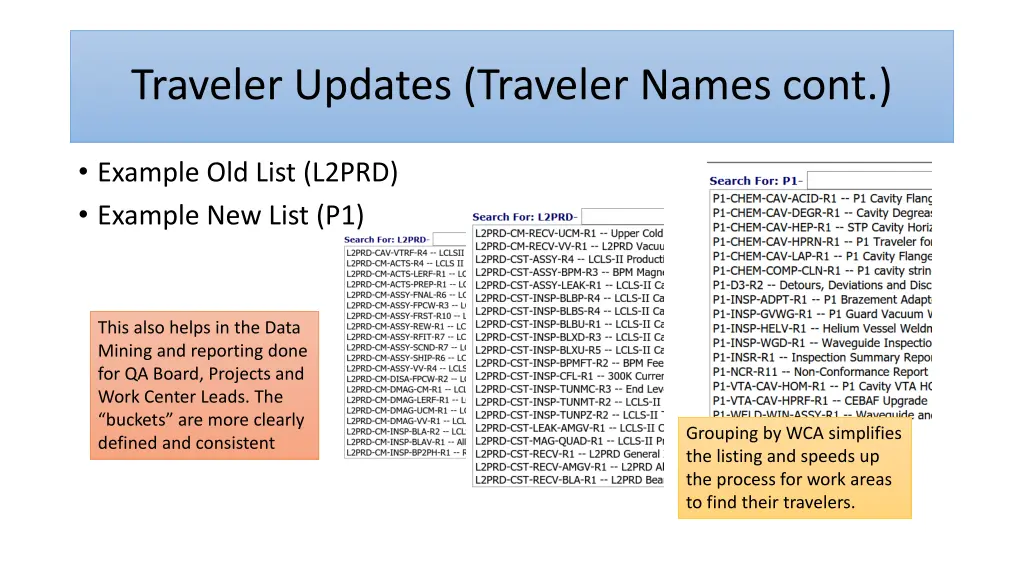 traveler updates traveler names cont