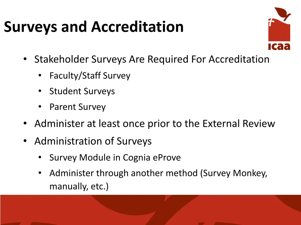 surveys and accreditation