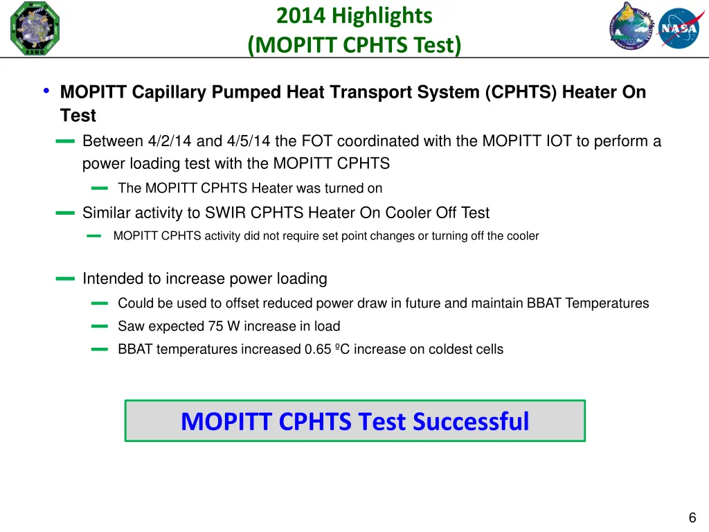 2014 highlights mopitt cphts test