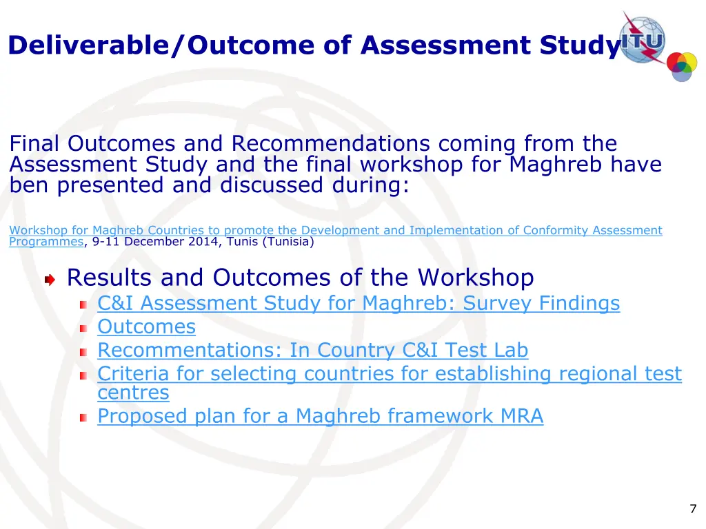 deliverable outcome of assessment study 1
