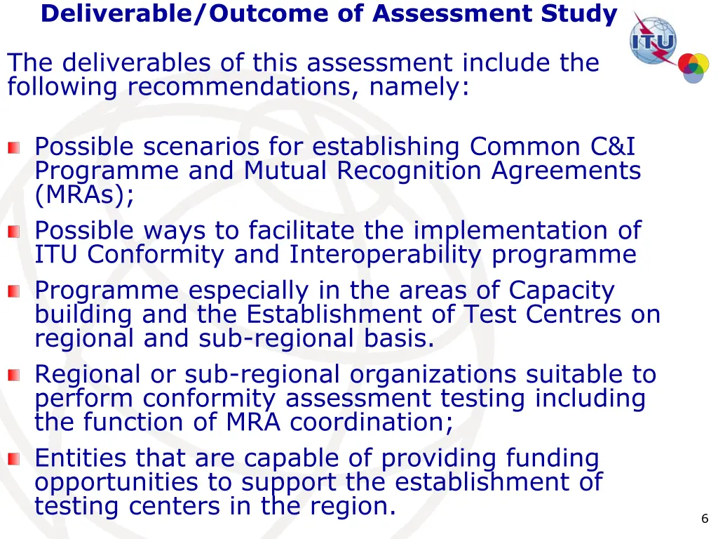 deliverable outcome of assessment study