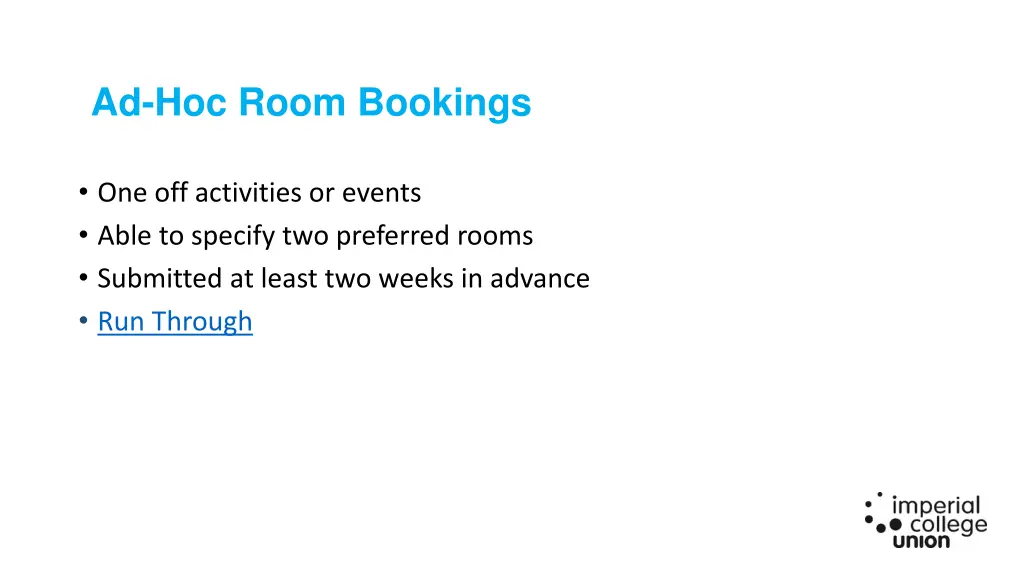 ad hoc room bookings