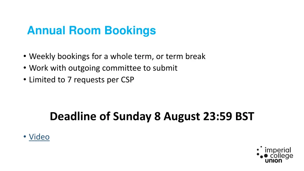 annual room bookings