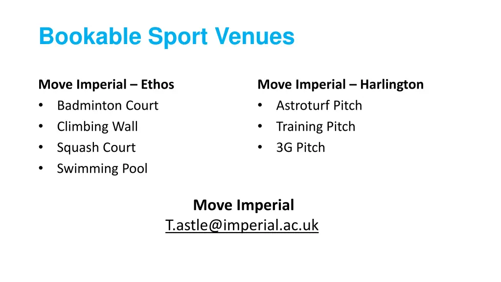bookable sport venues
