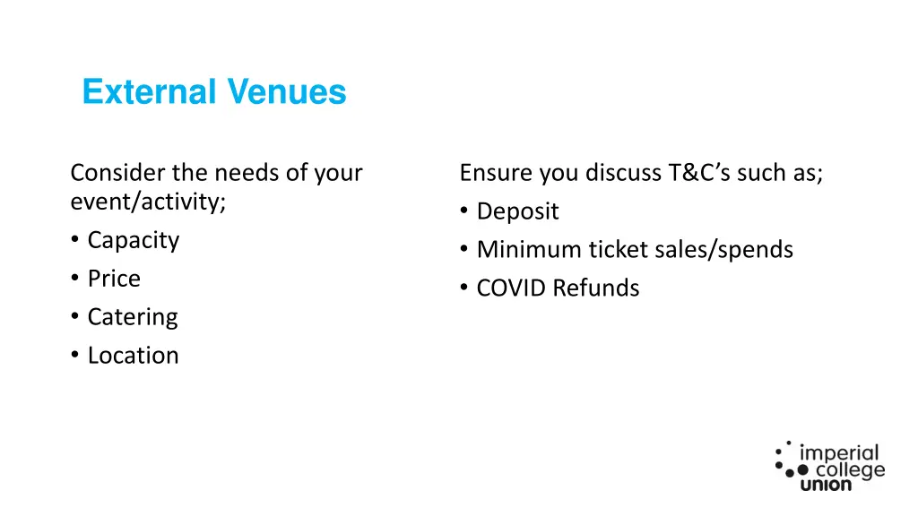 external venues