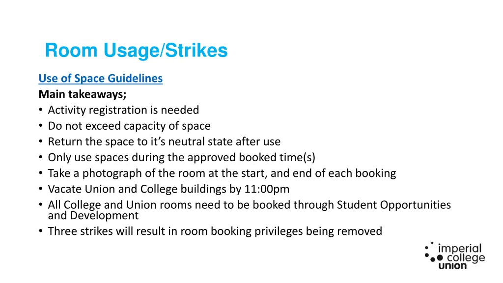 room usage strikes
