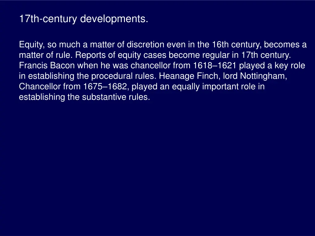 17th century developments