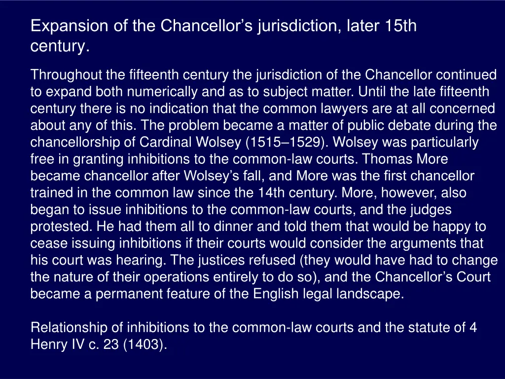 expansion of the chancellor s jurisdiction later