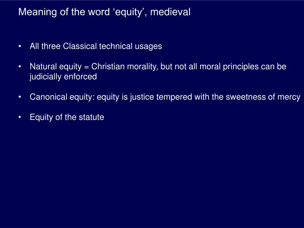 meaning of the word equity medieval