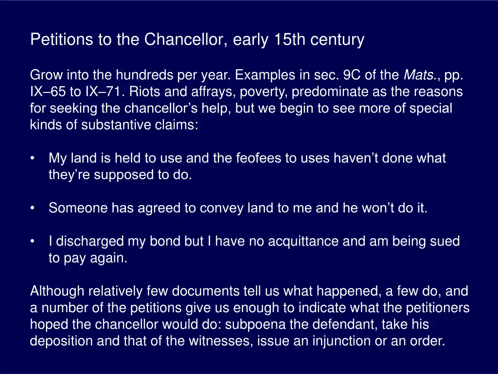 petitions to the chancellor early 15th century