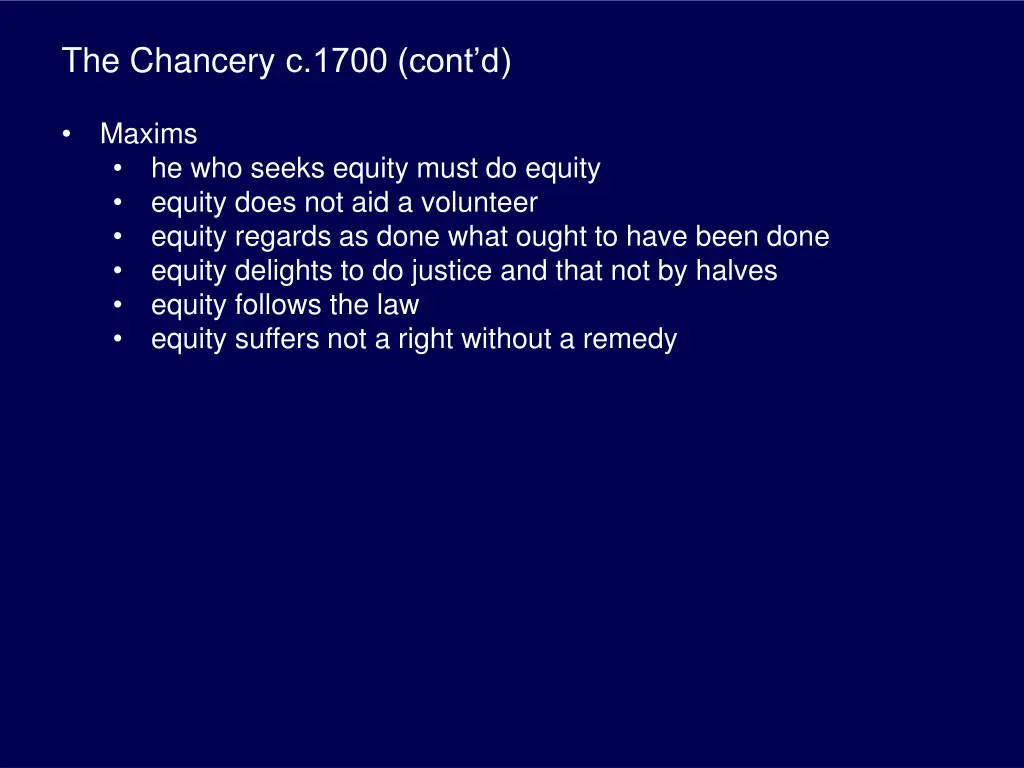 the chancery c 1700 cont d 1