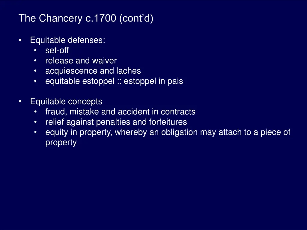 the chancery c 1700 cont d