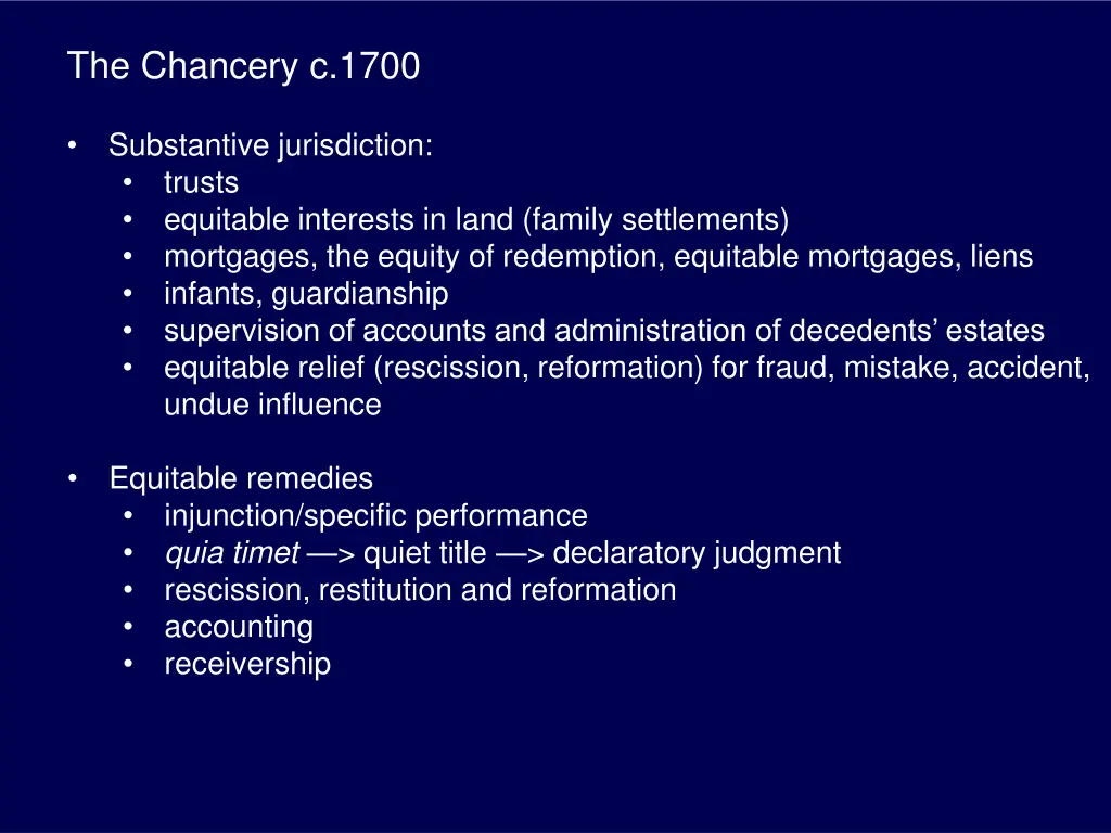 the chancery c 1700