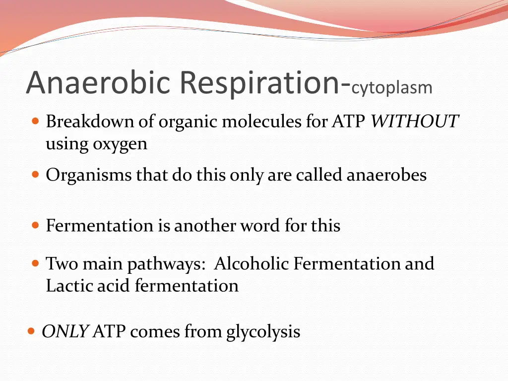anaerobic respiration cytoplasm