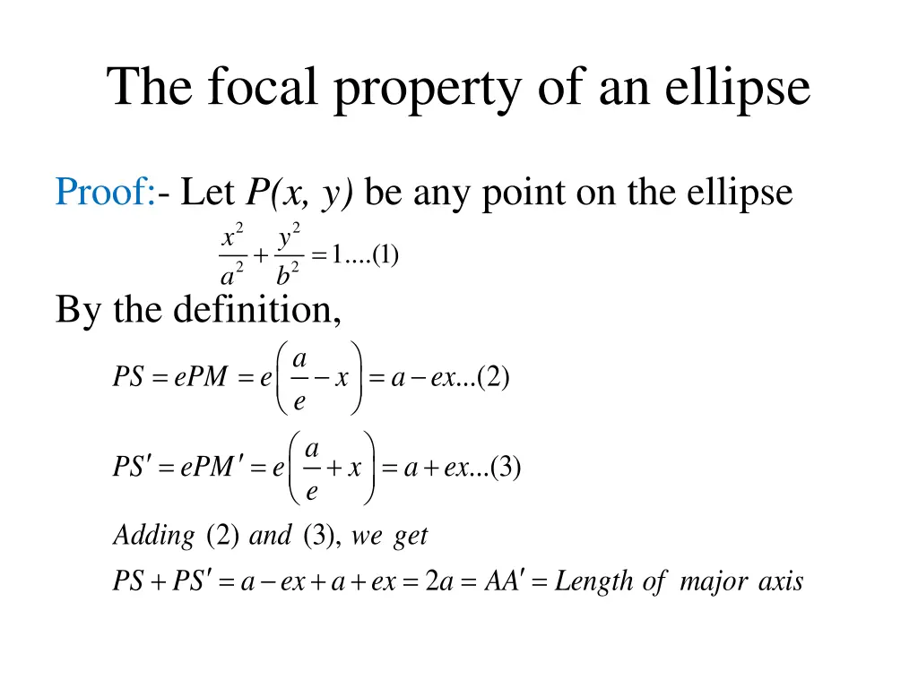 the focal property of an ellipse 1