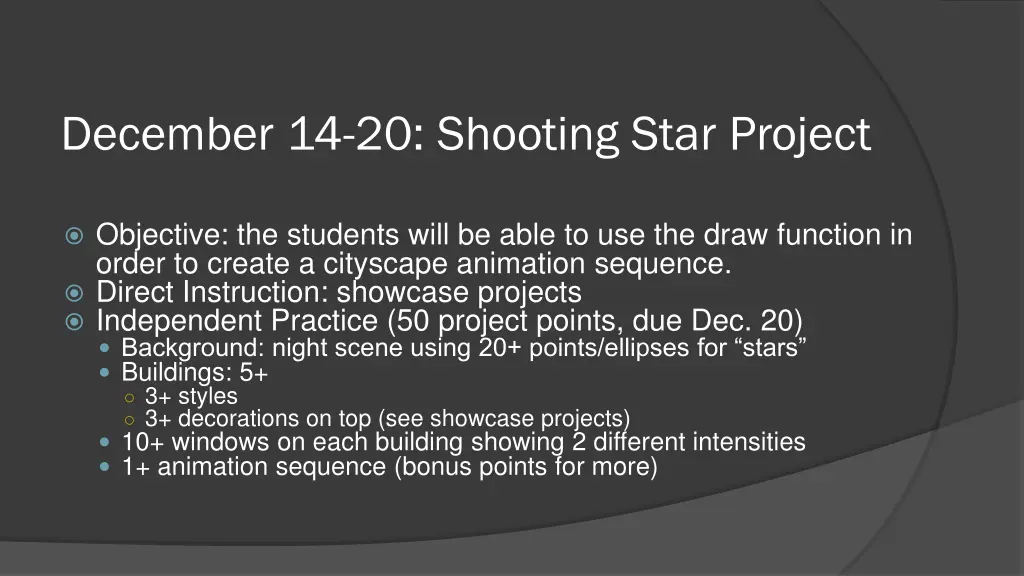 december 14 20 shooting star project