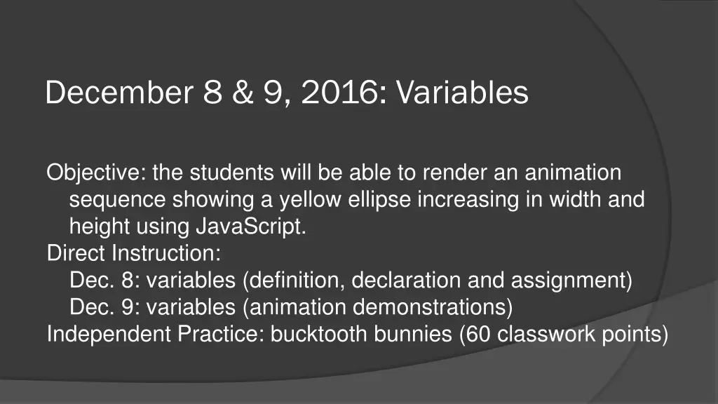 december 8 9 2016 variables