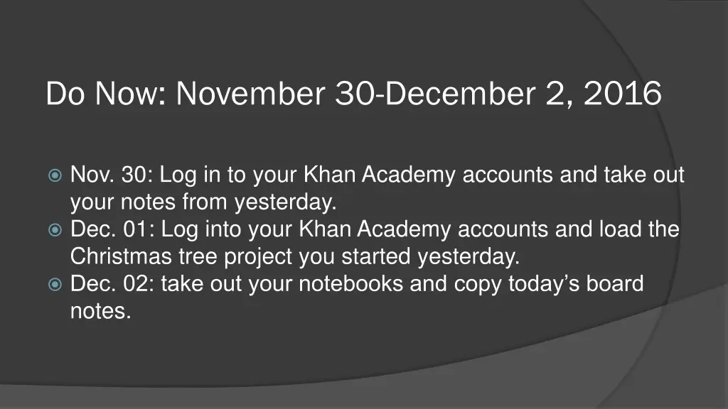do now november 30 december 2 2016
