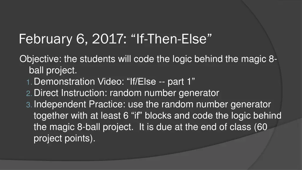 february 6 2017 if then else