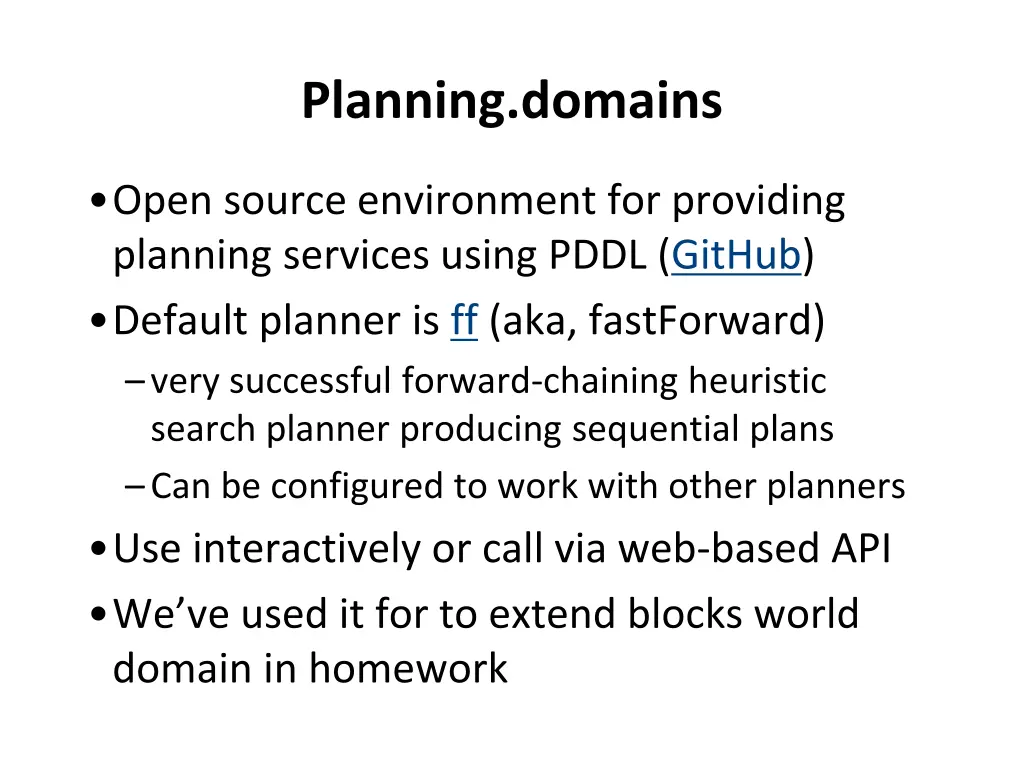 planning domains