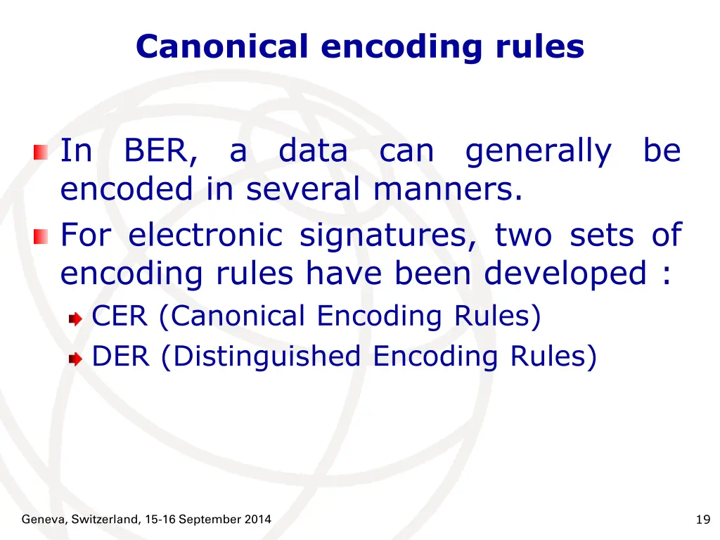 canonical encoding rules