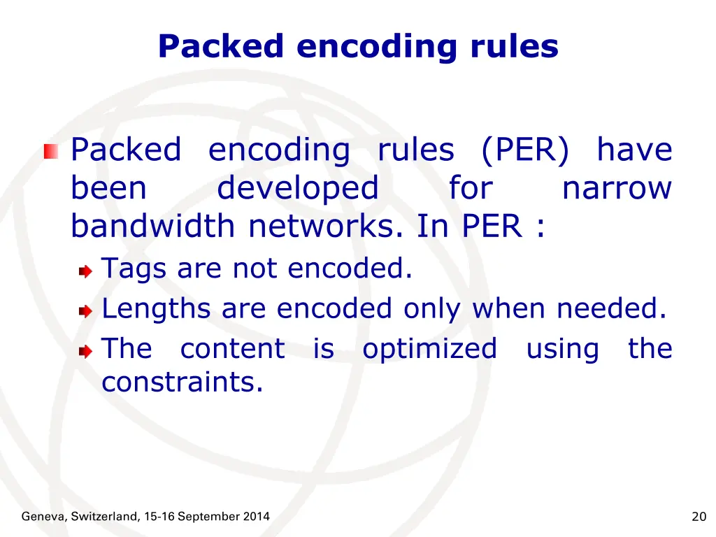packed encoding rules