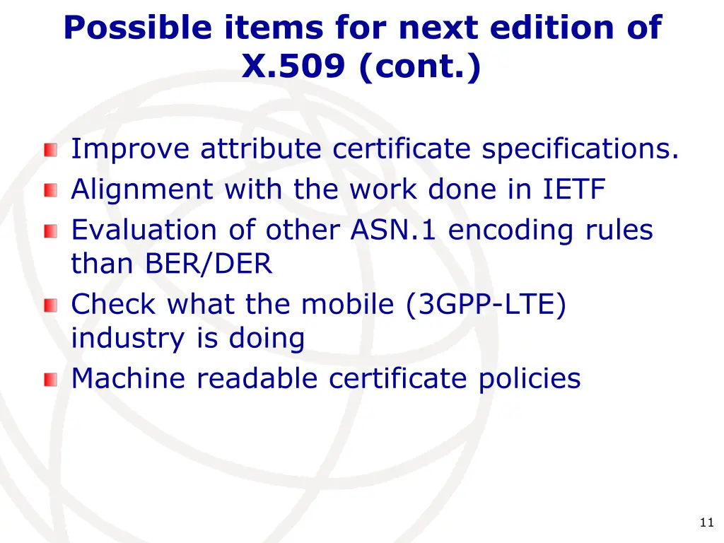 possible items for next edition of x 509 cont