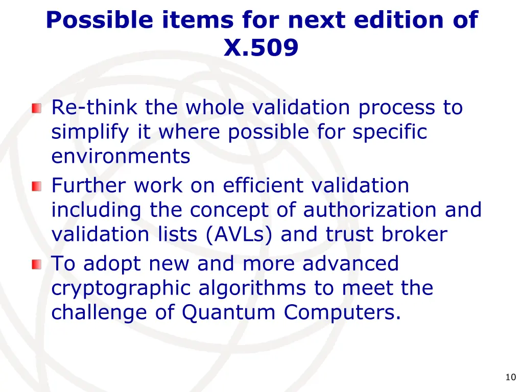 possible items for next edition of x 509