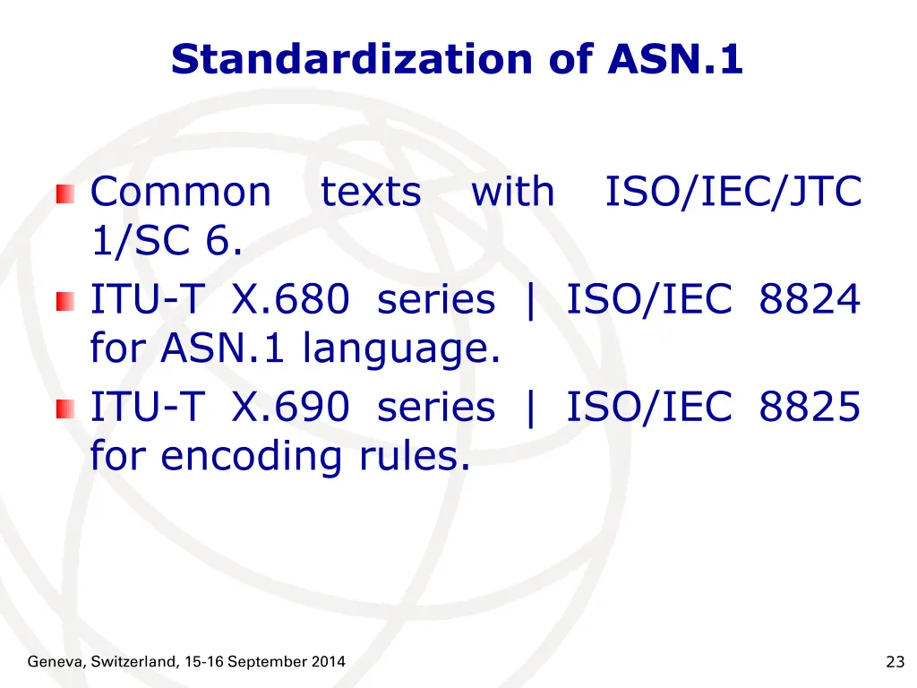 standardization of asn 1