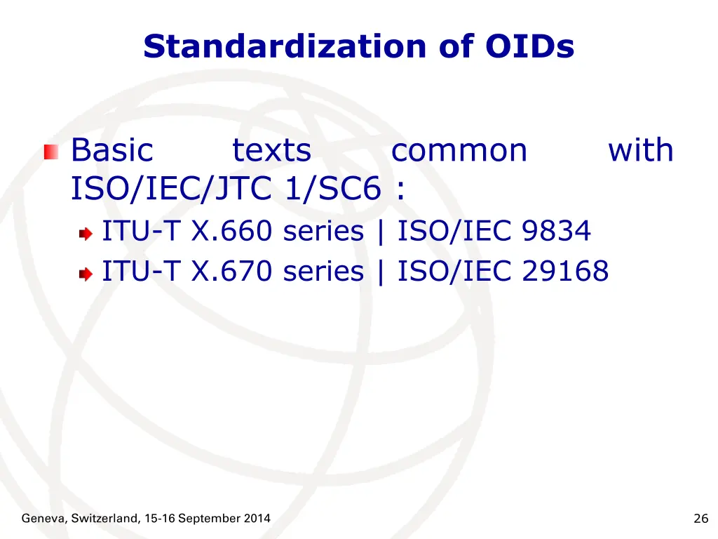 standardization of oids