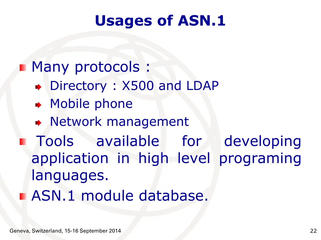 usages of asn 1