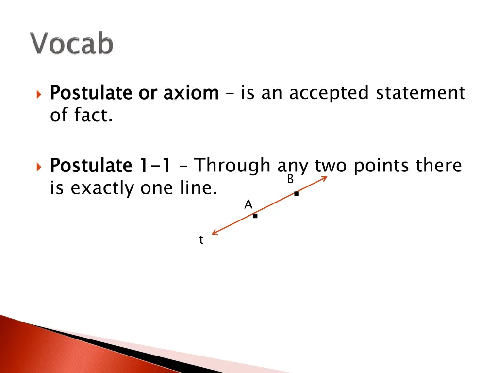 postulate or axiom of fact