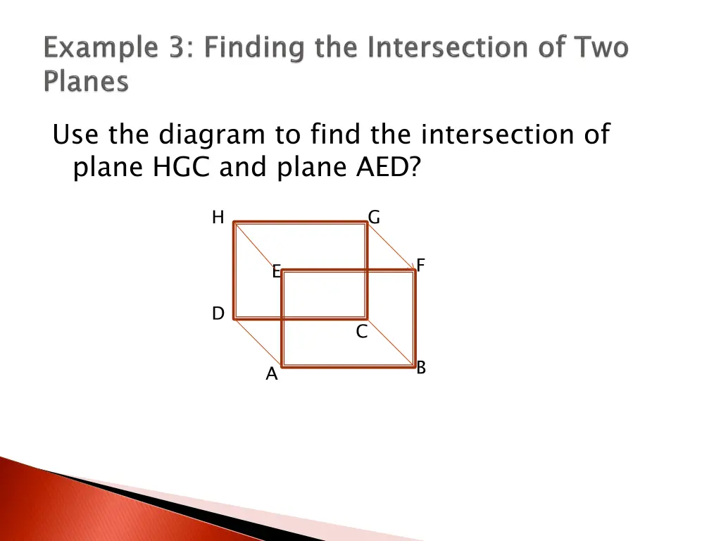use the diagram to find the intersection of plane