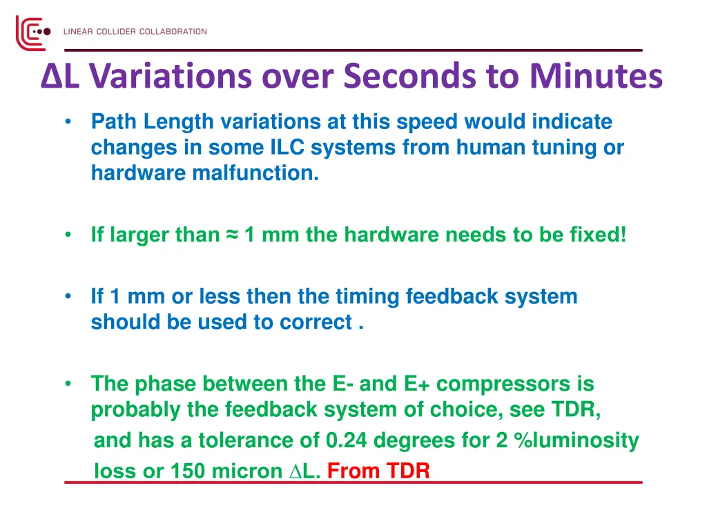 l variations over seconds to minutes path length