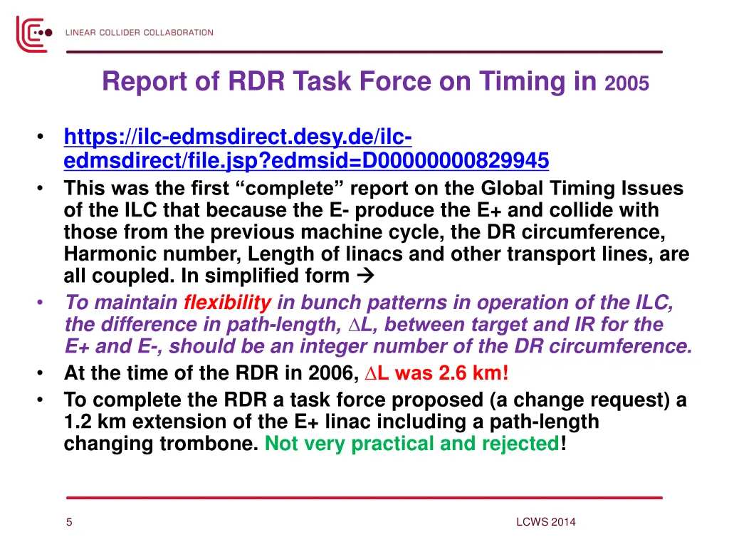 report of rdr task force on timing in 2005