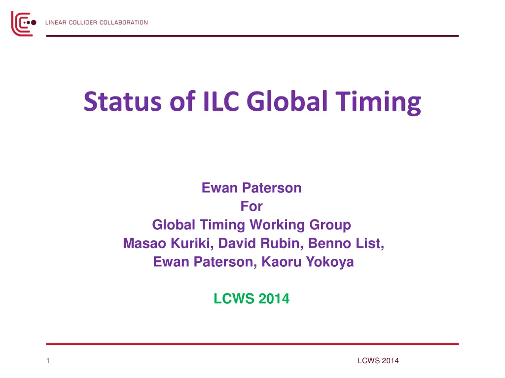 status of ilc global timing