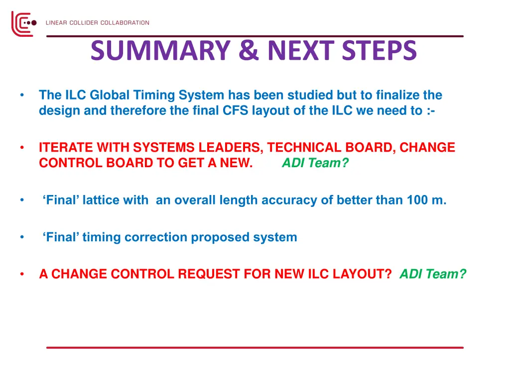 summary next steps