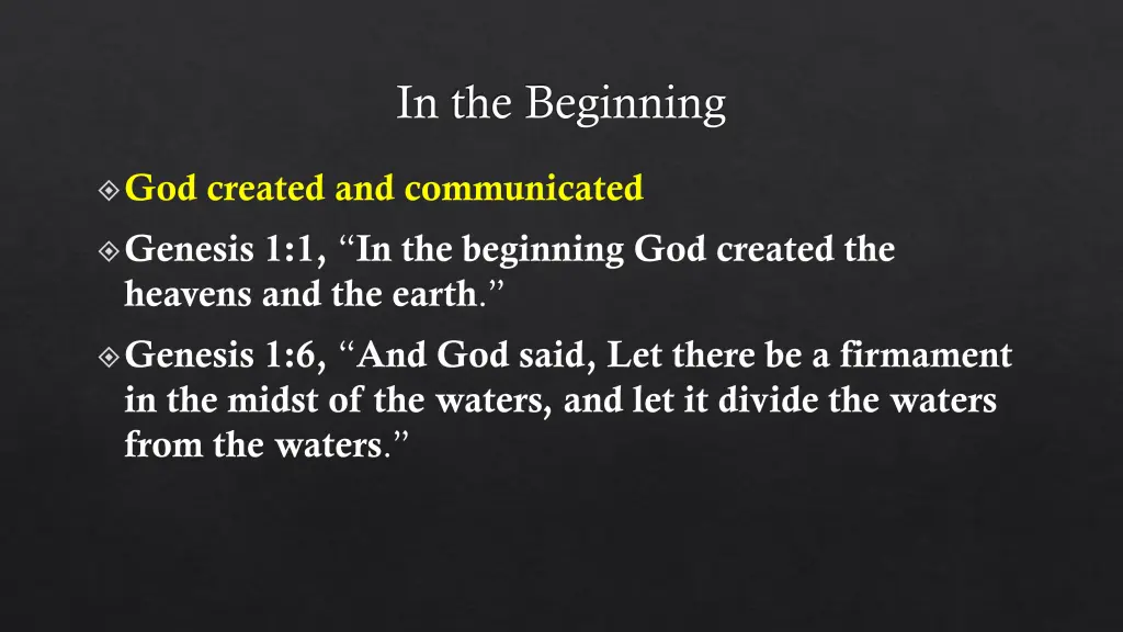 in the beginning