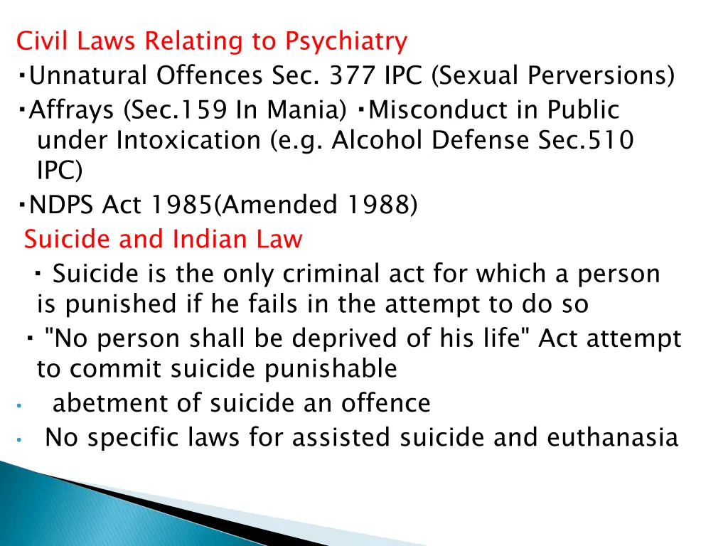 civil laws relating to psychiatry unnatural