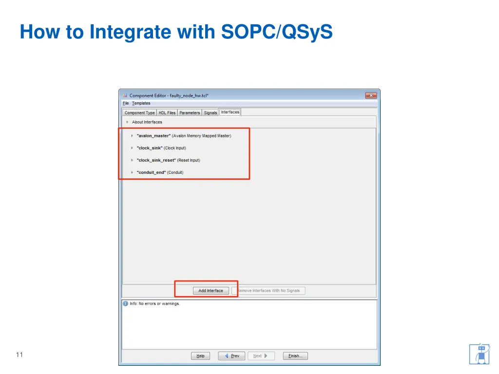 how to integrate with sopc qsys 3