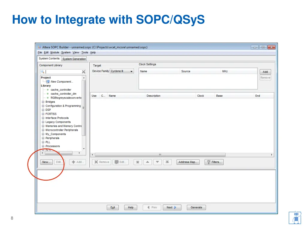 how to integrate with sopc qsys