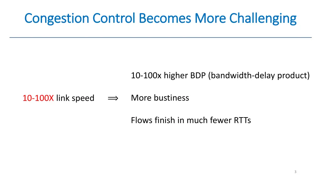 congestion control becomes more challenging