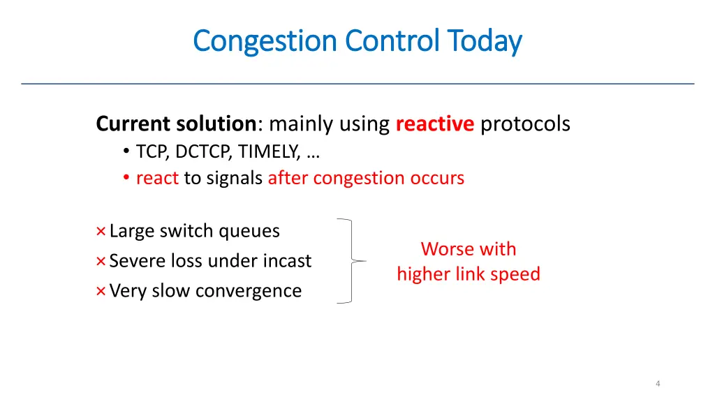 congestion control today congestion control today