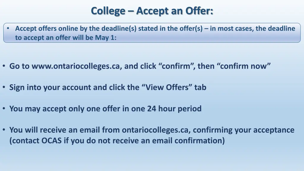 college accept an offer