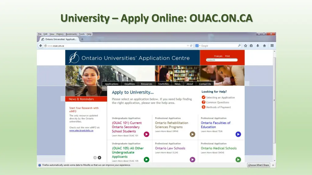 university apply online ouac on ca