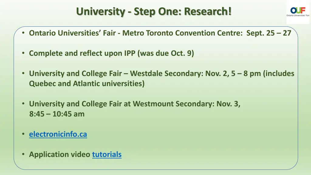 university step one research