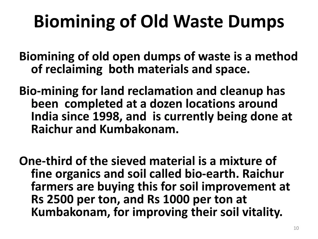 biomining of old waste dumps