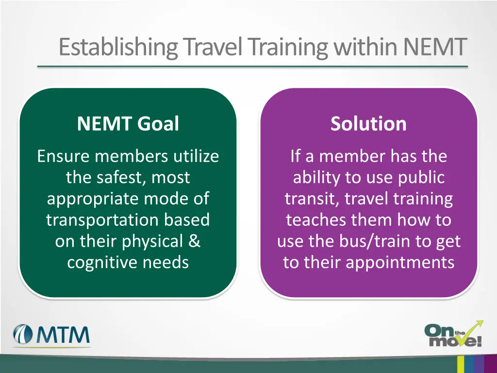 establishing travel training within nemt