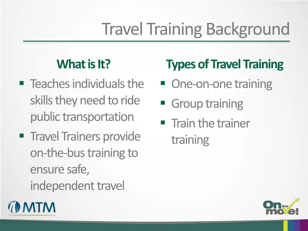 travel training background