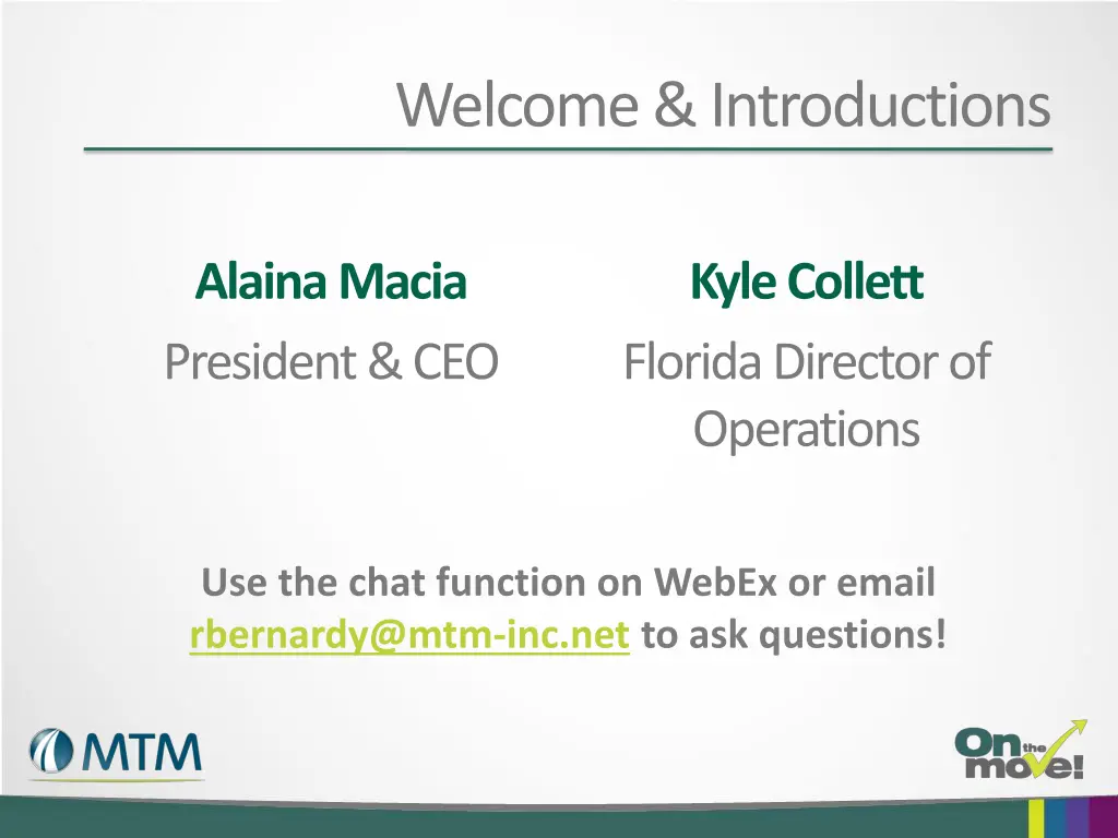 welcome introductions